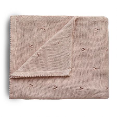 Mushie pletená dětská deka z organické bavlny Dírkovaná Blush