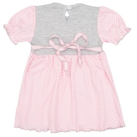 NEW BABY Kojenecké šatičky s krátkým rukávem New Baby Summer dress růžovo-šedé Vel. 80
