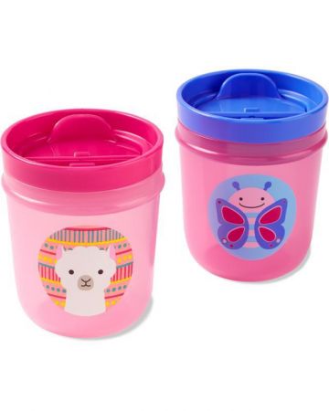 SKIP HOP Zoo Pohárky s víkem 2 kusy 18 m+ Lama / Motýlek