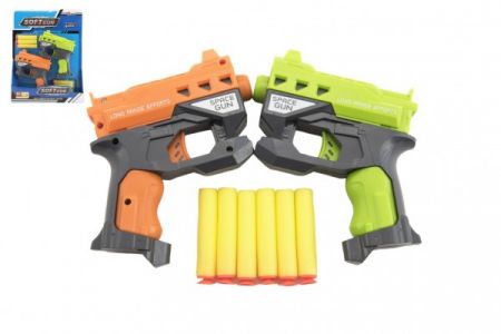 Teddies Pistole 2 ks 12 cm  na pěnové náboje + 6 ks nabojů