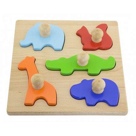 Viga Dřevěné vkládací puzzle razítka Zvířata