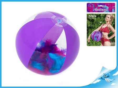 Míč nafukovací 41 cm s barevným peřím 24 m+
