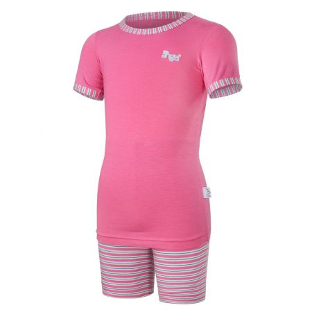Little Angel (DITA) Pyžamo krátký rukáv Outlast® Tmavě růžová/Pruh růžovozelený Vel. 128