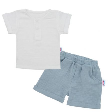 NEW BABY Kojenecká mušelínová soupravička New Baby Summer Nature Collection modrá Vel. 62