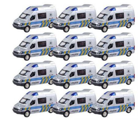 Auto policie kov/plast 13 cm na zpětné natažení na baterie se zvukem se světlem