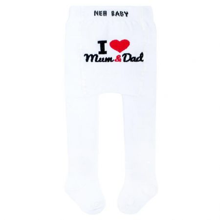 NEW BABY Bavlněné punčocháčky New Baby Bílé I love mum and dad Vel. 68