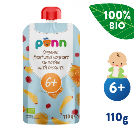 Salvest Kapsička Ponn BIO Ovocné smoothie s jogurtem a sušenkami (110 g) 6m+