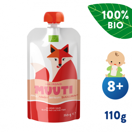 Salvest Kapsička Muuti BIO Jablko, mango a černý rybíz s červenou řepou (110g) 8m+