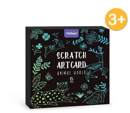 Mideer Stírací kartičky Zvířátka 15 ks