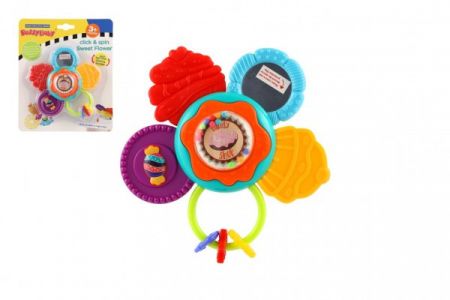 Teddies Chrastítko/Kousátko květina plast s přísavkou 15 cm 3 m+
