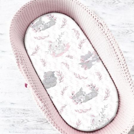 Baby Nellys  Dětské bavlněné prostěradlo 80x35 cm Lulu Natural - růžová