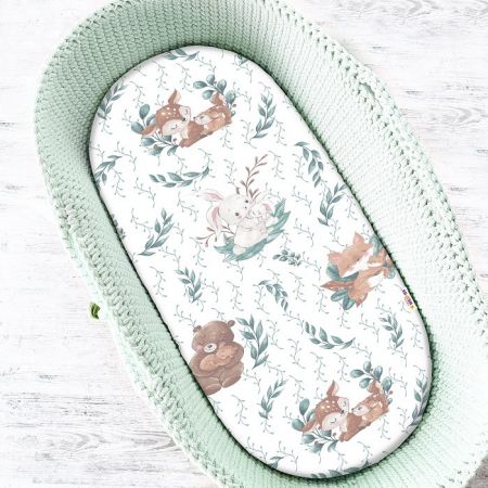 Baby Nellys  Dětské bavlněné prostěradlo 80x35 cm Lulu Natural - mátová
