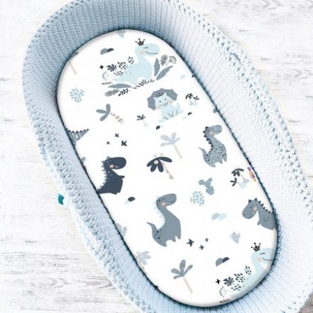 Baby Nellys  Dětské bavlněné prostěradlo 80x35 cm Dino - granát