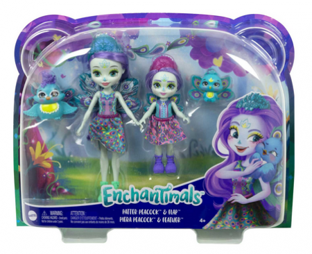 Mattel Enchantimals panenka a sestřička Patter Peacock + Flap