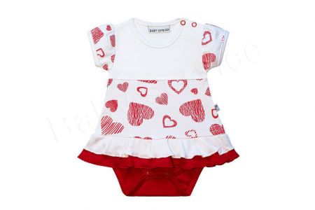 Baby Service Bavlněné body - šatičky kr. rukáv Srdce Vel. 74