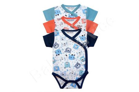 Baby Service Bavlněné zavinovací body krátký rukáv Medvídek Modré Vel. 74