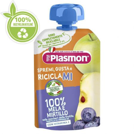 PLASMON Kapsička bezlepková ovocná 100 g, 6 m+ Jablko a borůvka