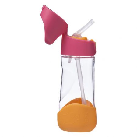 B.box Láhev na pití s brčkem 450ml Růžová/oranžová