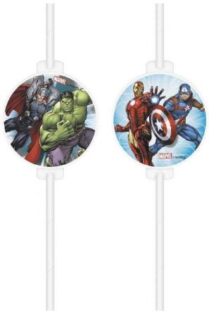 Procos  EKO papírová brčka - Avengers Marvel 4 ks