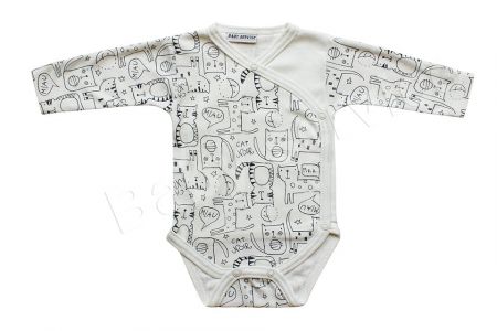 Baby Service Bavlněné body dlouhý rukáv zavinovací Komiks kočky Vel. 86