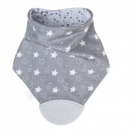 Saro Baby Oboustranný slintáček s kousátkem Grey