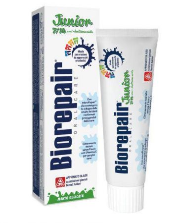 Biorepair  Junior mátová zubní pasta pro děti bez fluoridů 75 ml