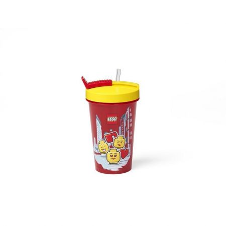 Kelímek s brčkem 0,5l  LEGO Žlutá/Červená