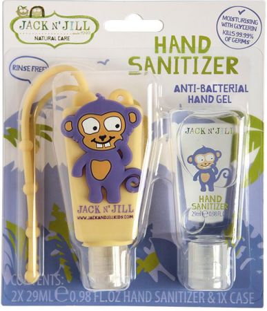 Jack N´ Jill Dětský antibakteriální gel na ruce s pouzdrem 2x 29 ml Opička
