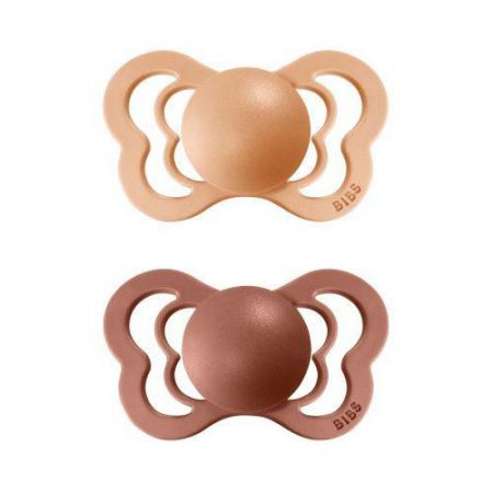 Bibs dudlíky kaučuk ortodonické 2 ks Couture 6-36 měsíců Peach-woodchuck