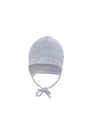 Little Angel (DITA) Čepice pletená zavazovací LA Outlast ® - Sv.šedá Vel. 2, (39-41 cm)