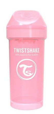 Twistshake Láhev pro děti  360 ml 12 m+  Pastelově růžová