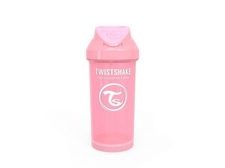 Twistshake Láhev s brčkem 360 ml Pastelově růžová