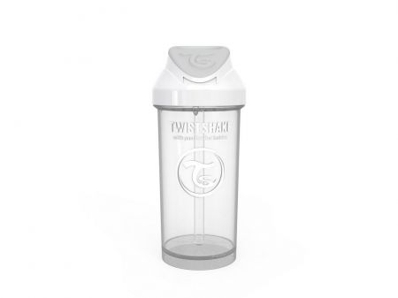 Twistshake Láhev s brčkem 360 ml Bílá