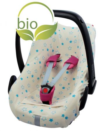 ByBoom Univerzální potah z BIO bavlny na autosedačku 0+ Přírodní/hvězda aqua