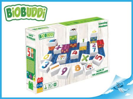 BiOBUDDi stavebnice Learning Numbers Young Ones číslice 26ks + 1ks základní deska 18m+