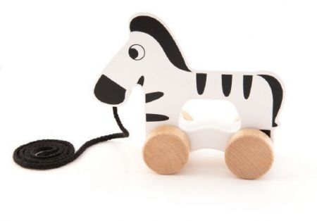 Trefl Zebra na kolečkách a s provázkem dřevěná Wooden Toys 12 m+