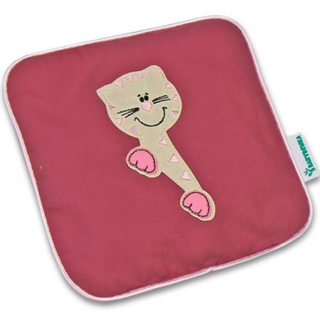 Babyrenka Nahřívací polštářek z třešňových pecek 15x15cm  Ribbon Kočka old pink