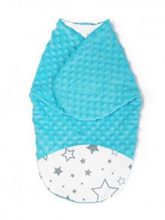Baby Nellys  Zavinovačka / spacáček s minky 0-6 měsíců Hvězdy Tyrkys