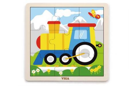 Viga Dřevěné puzzle - mašinka 9 dílů