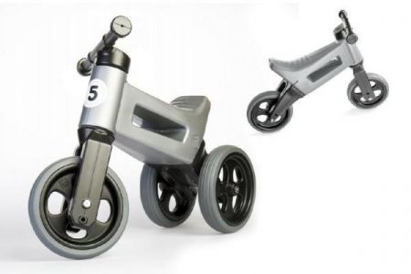 Teddies Odrážedlo Funny Wheels Sport 2v1 s gumovými koly Šedé