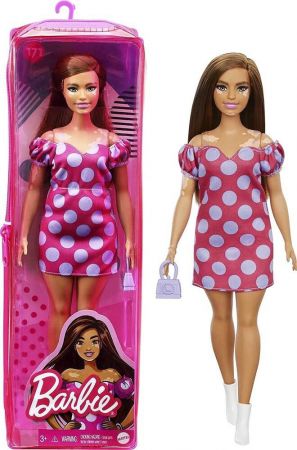 Mattel Barbie Modelka FBR37 Brunetka fialové šaty