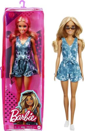 Mattel Barbie Modelka FBR37 Blondýna - džínové šaty
