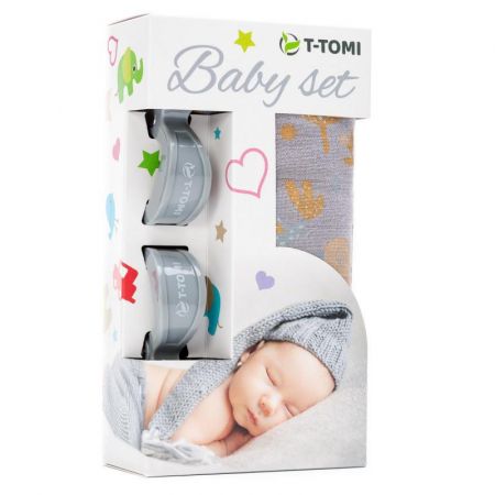 T-tomi Baby set - bambusová osuška + kočárkový kolíček Bierdie