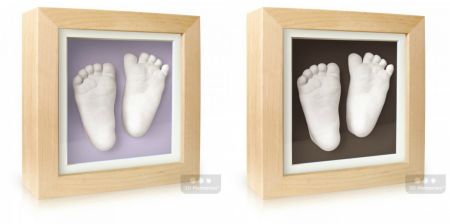3D Memories odlévací sada baby pro 3D odlitek ručiček a nožiček - hluboký rámeček Lila + tm. hnědá