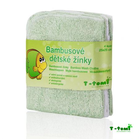 T-tomi Bambusové žínky 4 ks Zelené