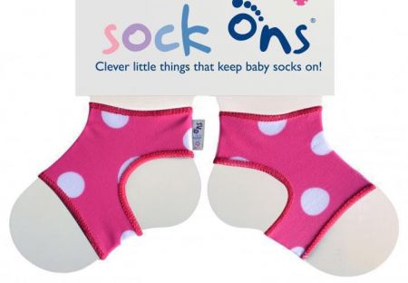 Kikko Sock ons - držák ponožek Pink spots 0-6m