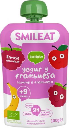 SMILEAT Organic Jogurtová kapsička s malinami 100 g, 12 m+