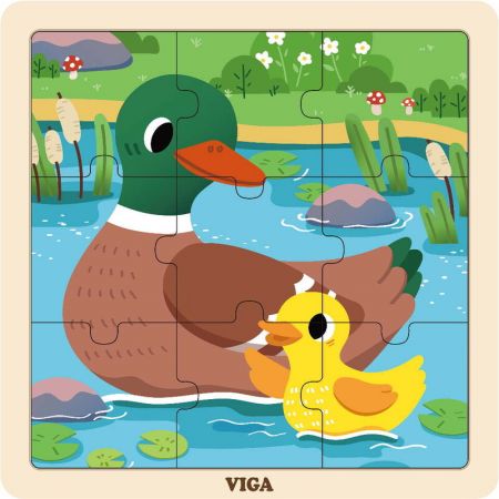 VIGA -  Dřevěné puzzle Kachničky 9ks