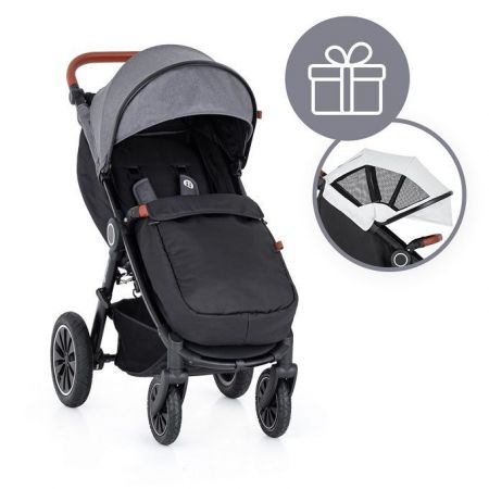 Petite&Mars Street+ Air Oak sportovní kočárek complete + dárek stříška letní Summer Silver-Ultimate Grey