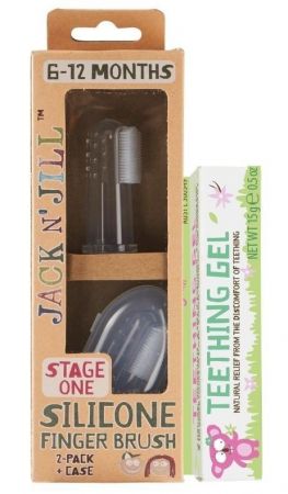 Jack N´Jill Akční set Gel na prořezávající se zoubky + Silikonový zubní kartáček na prst